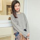 Long-sleeve Mock Neck Cut Out Knit Top