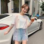 Elbow-sleeve Overlay T-shirt