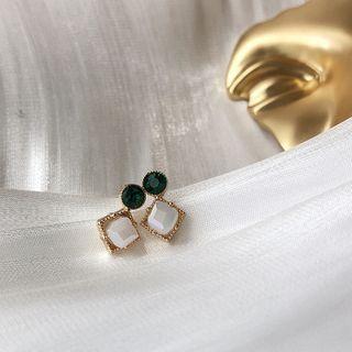 Square Gemstone Dangle Earring 1 Pair - As Shown In Figure - One Size