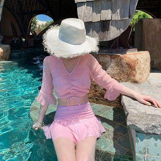Set: Drawstring 3/4-sleeve Rashguard + Swim Skirt