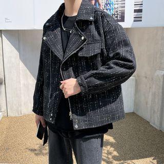 Plaid Zip Biker Jacket