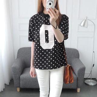 Short-sleeve Dotted Top