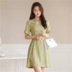 Short-sleeve Double-breasted Coatdress With Sash