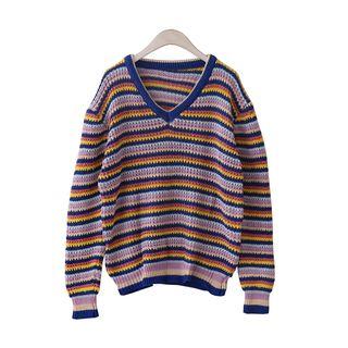 Stripe Rib-knit Sweater