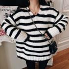 Striped Sweater Black Stripes - White - One Size