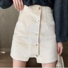 Asymmetrical Quilted A-line Mini Skirt