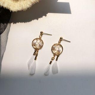 Faux Pearl Dreamcatcher Drop Earring