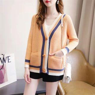 Contrast Trim Toggle Cardigan