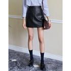Zip-side Faux-leather Mini Skirt