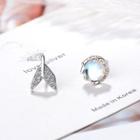 Non-matching Rhinestone Fish Tail Earring As Shown In Figure - One Size