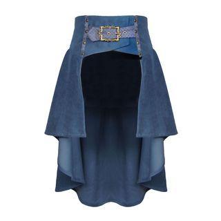 Buckled Open Front A-line Skirt