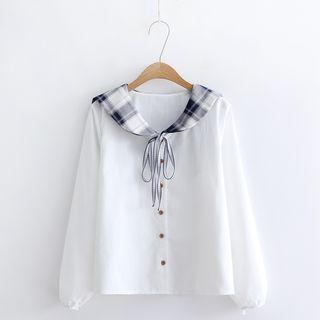 Plaid Collared Blouse