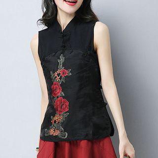Rose Embroidered Sleeveless Top