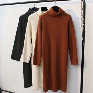 Turtleneck Knit Midi Dress