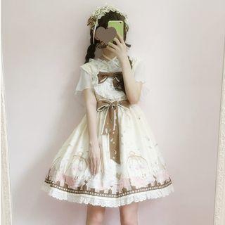 Short-sleeve Chiffon Top / Sleeveless Bow-accent Dress