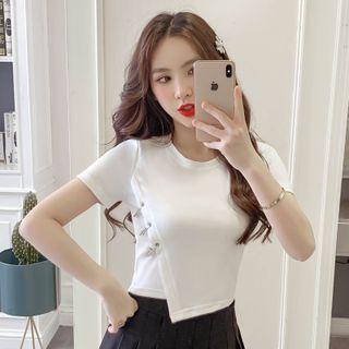 Short-sleeve Safety Pin Wrap T-shirt