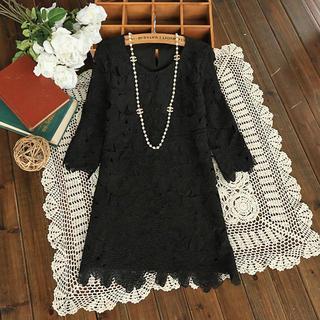 3/4-sleeve Crochet Dress