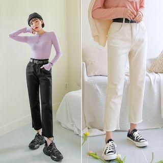 Fringe-edge Straight-cut Pants