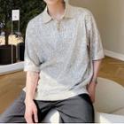 Short-sleeve Sequined Polo Shirt