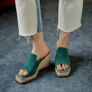 Plain Wedge Heel Slide Sandals