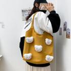 Bear Brooch Canvas Shopper Bag