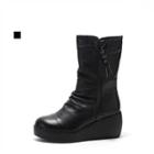 Genuine Leather Wedge Boots