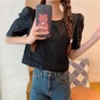 Inset Crochet Lace Camisole Short-sleeve Blouse