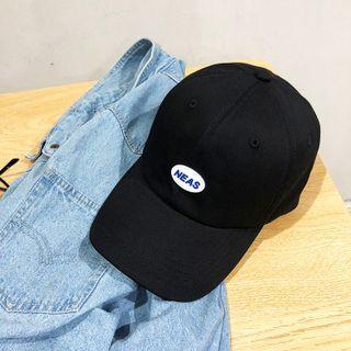 Lettering Applique Baseball Cap Black - M