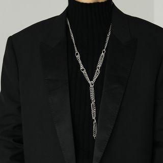 Alloy Chunky Chain Y Necklace Silver - One Size