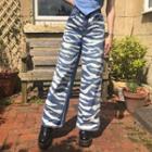 Zebra Print Wide-leg Jeans