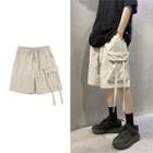 Elastic-waist Wide-leg Cargo Shorts