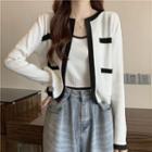 Contrast Trim Cropped Tank Top / Long-sleeve Contrast Trim Cardigan