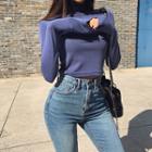 Turtle-neck Colored Cropped Top