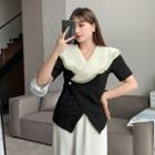 Ruffle V-neck Irregular Top
