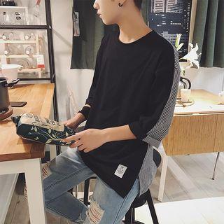 3/4 Sleeve Stripe Panel T-shirt