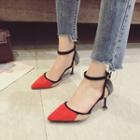 Color Block Ankle Strap Pointy-toe Pumps