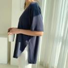 Round-hem Short-sleeve Napped T-shirt