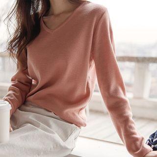 Set Of 2: V-neck Colored Knit Top