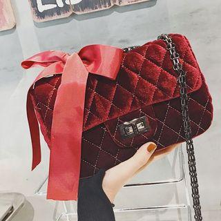Bow Accent Quilted Chain Strap Crossbody Bag