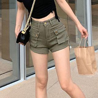 High Waist Cargo Hot Pants