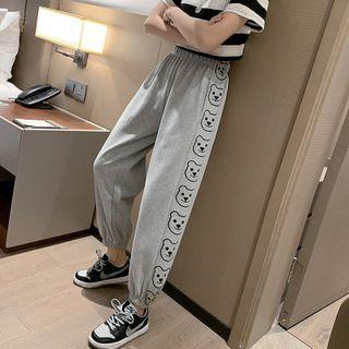 Bear Print Straight Leg Jogger Sweatpants