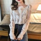 Sheer Long-sleeved Lace Blouse