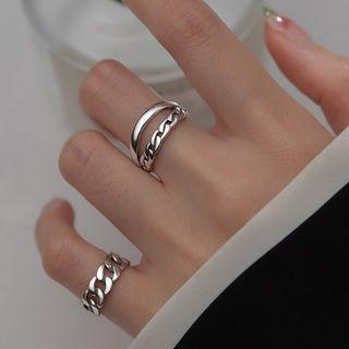 Chain Sterling Silver Open Ring / Layered Sterling Silver Open Ring