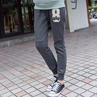 Fleece Number Drawstring Jogger Pants
