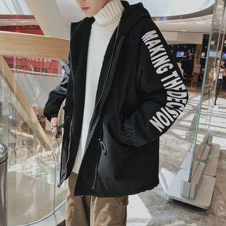 Lettering Zip Hooded Parka