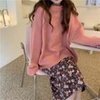 Plain Loose-fit Sweater / Floral Print Midi Skirt