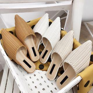 Woven Pointed Toe Mules