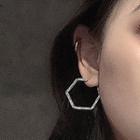Hexagon Hoop Earring 1 Pair - 0080a - Silver - One Size