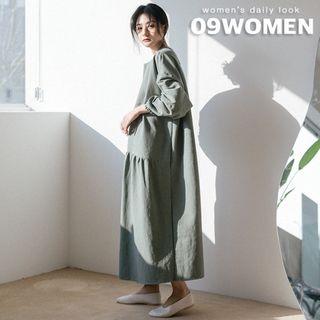 Seam-trim Frilled-hem Oversized Dress