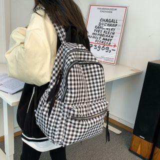 Gingham Cotton Backpack Gingham - Black & White - One Size